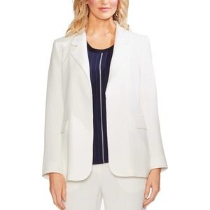New Vince Camuto Sz 8 Parisian Crepe Notch Collar Open Blazer Jacket Pearl Ivory